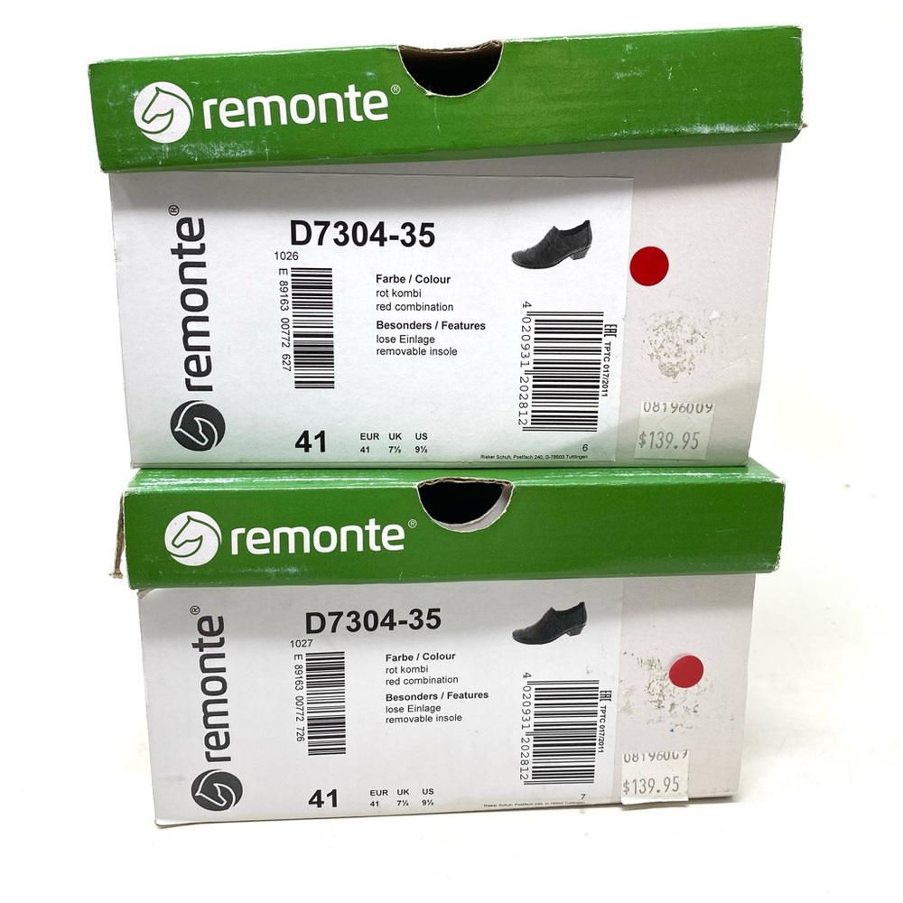 Remonte D7304 Red Combo Women’s Leather Block Heel Shoes Size 41 New in Box - Picture 8 of 8